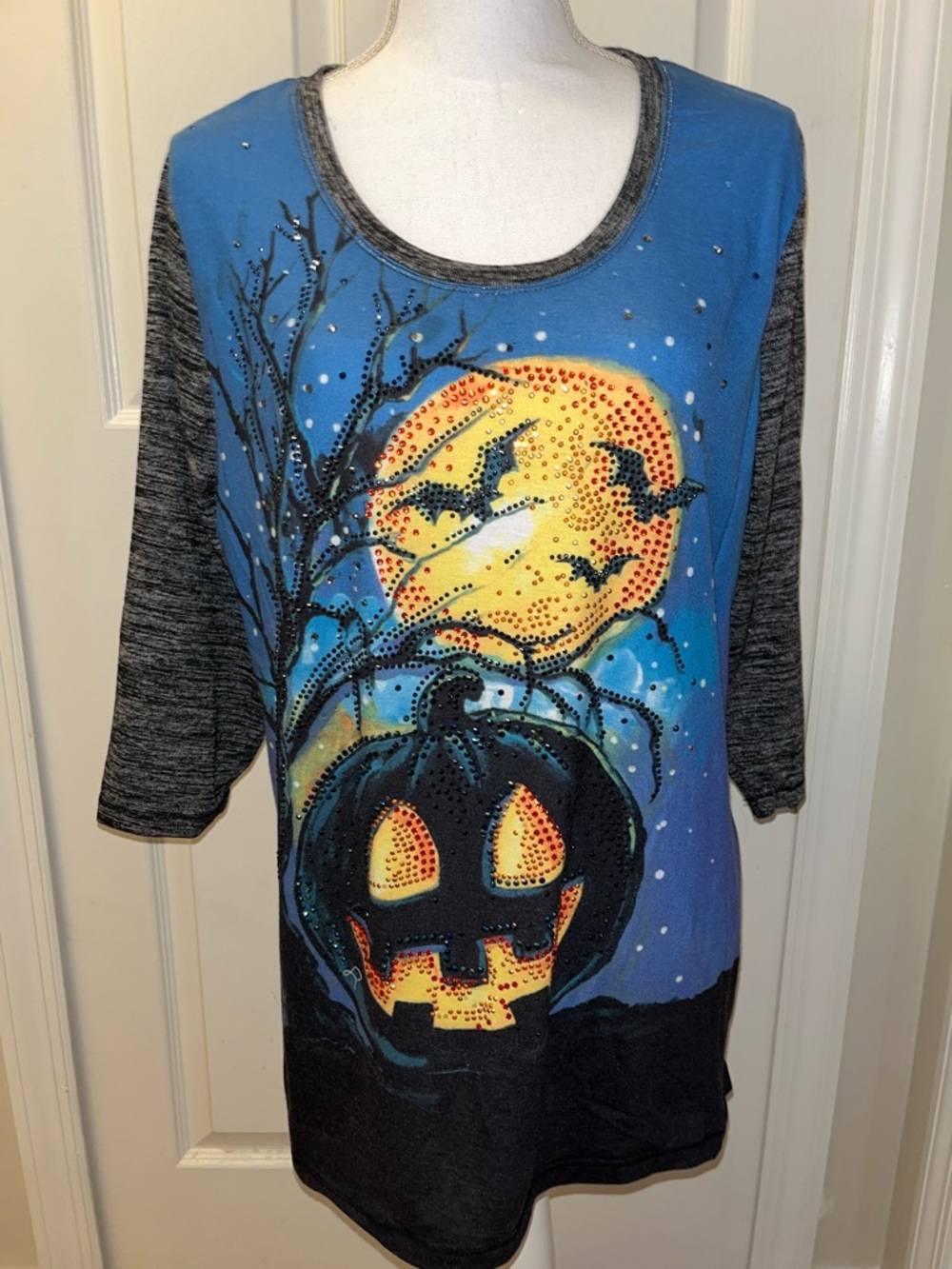 Onque Casuals Blue & Black Halloween Pumpkin Tunic